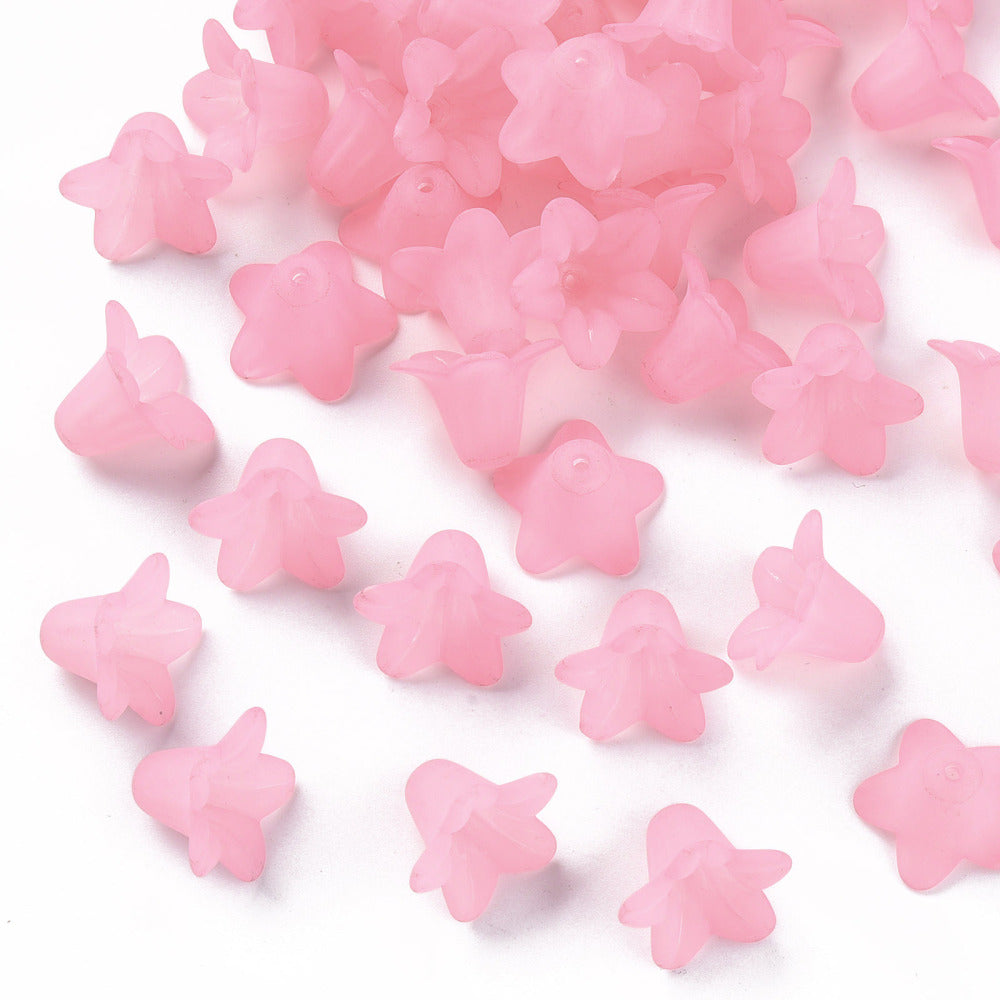 Transparent Acrylic Beads, Frosted, Flower, Asst Color Bulk 20 pieces