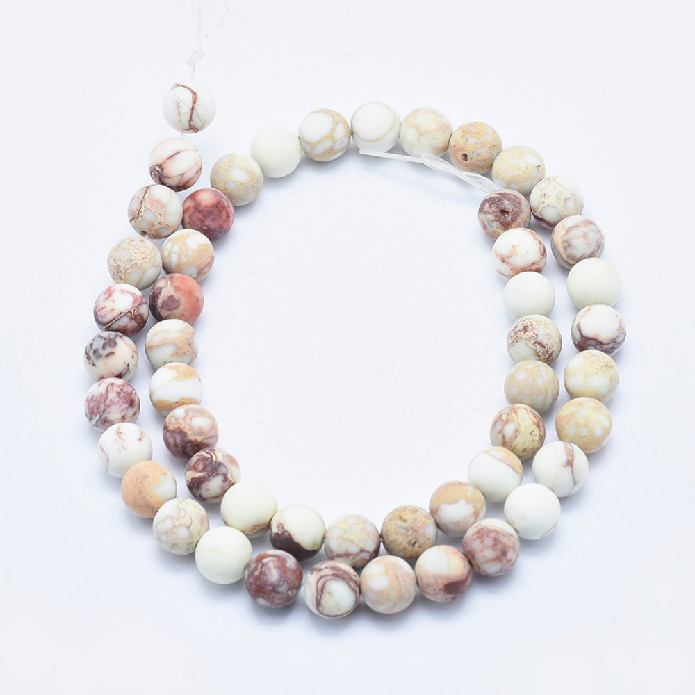 Natural Imperial Jasper Frosted Beige 8mm