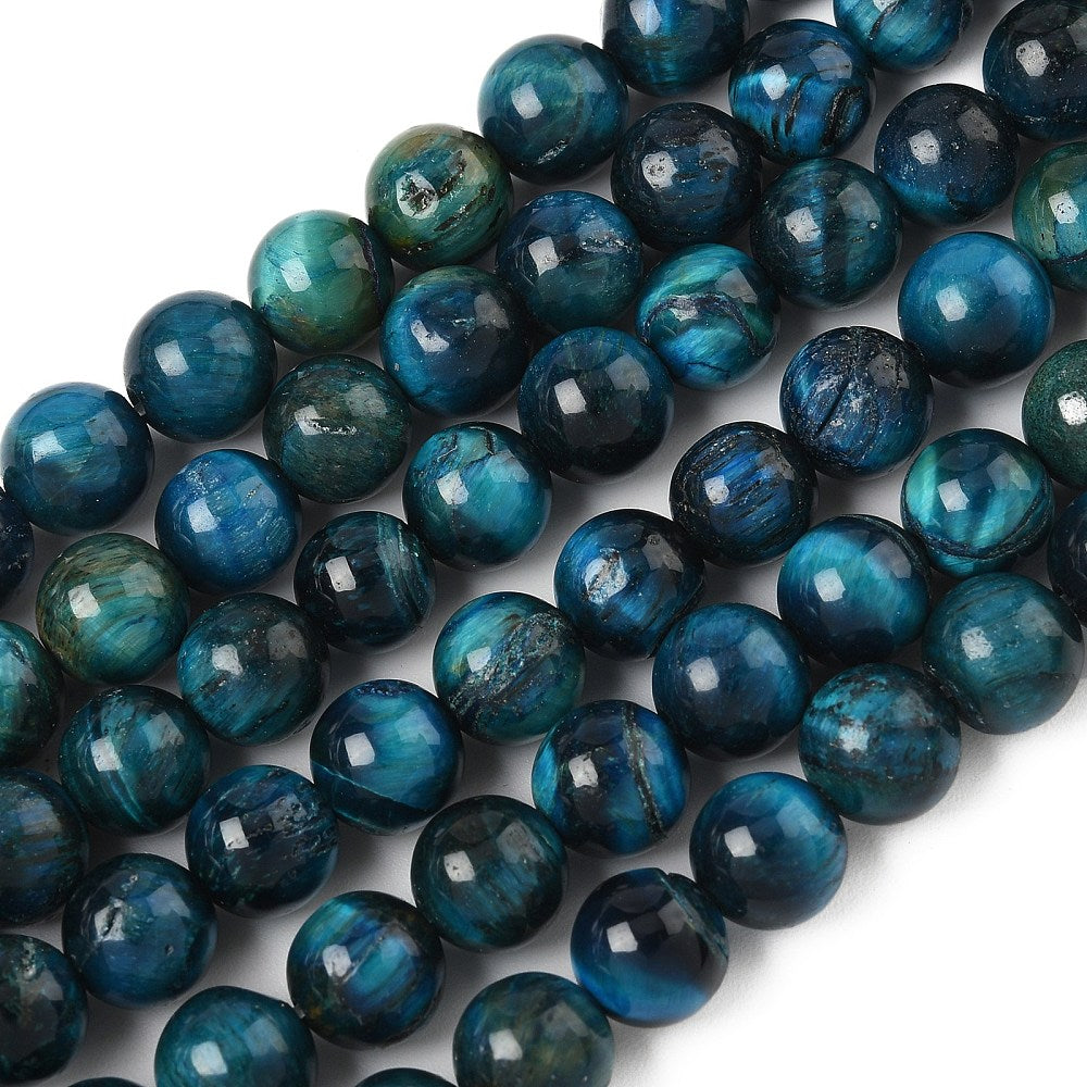Marine Blue Tiger Eye Bead Strands 8mm Dyed