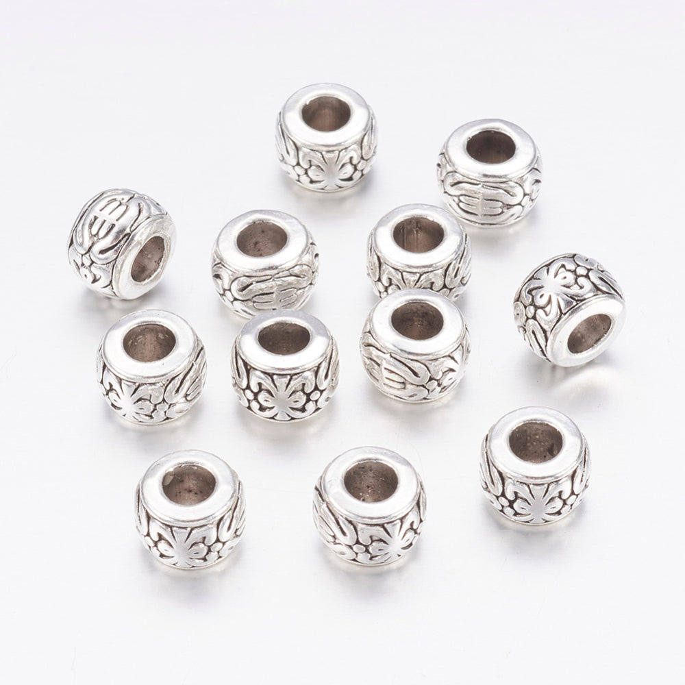 Antique Silver Rondelle Beads, Lead Free & Cadmium Free about 8mm 20 Pack