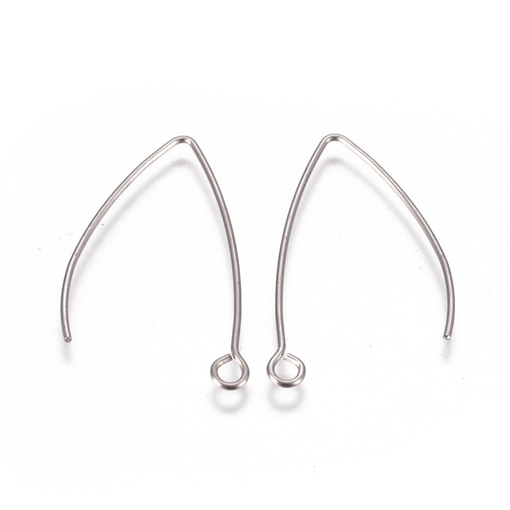Tarnish Resistant 304 Stainless Steel Earring Hooks, with Horizontal Loop, Stainless Steel Color 1 PAIR