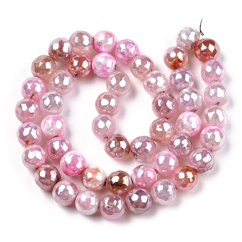 Electroplated Natural Agate Faceted Bead Strands 8mm Asst colors