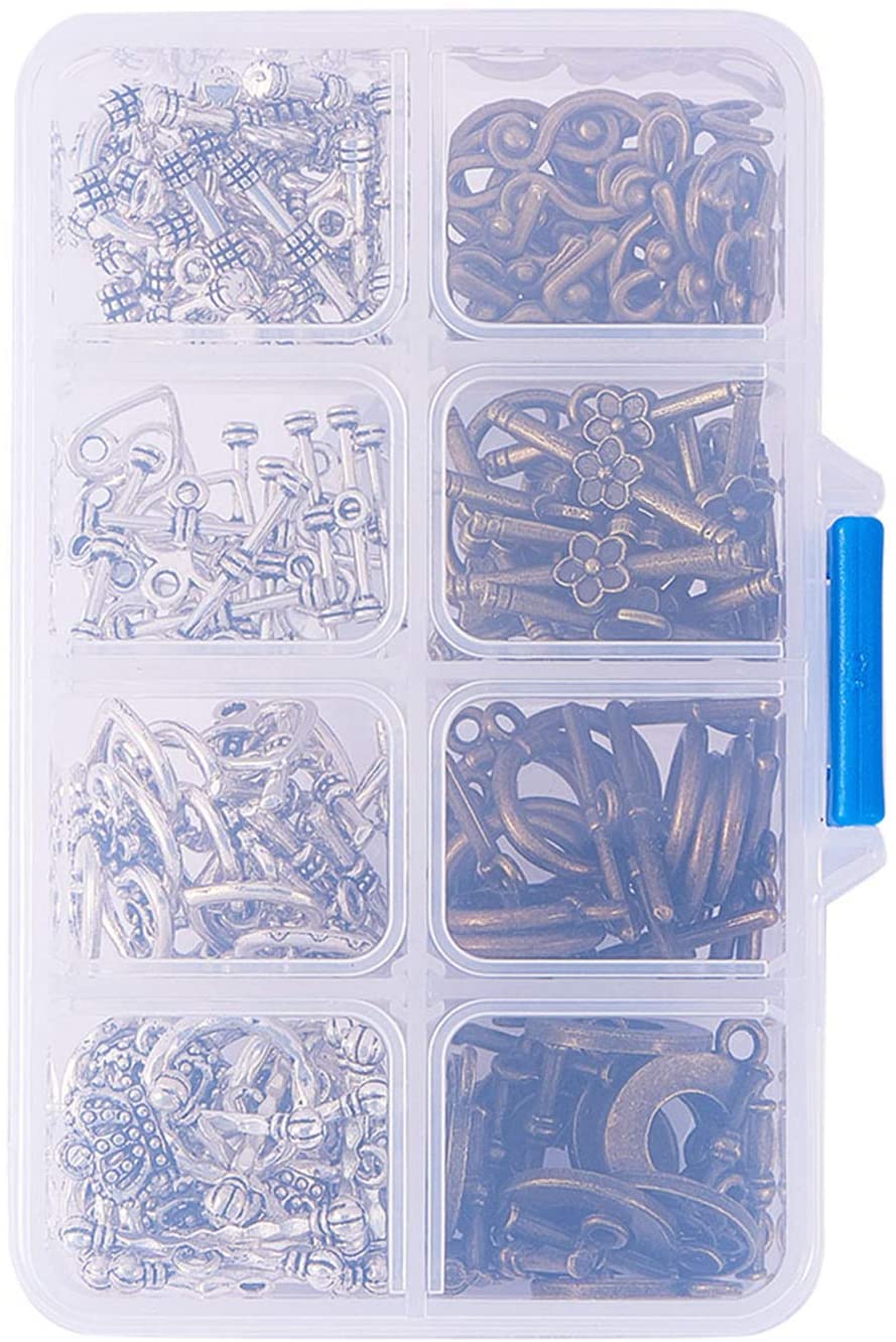 Tibetan Style Alloy Toggle Clasps, Lead Free, Mixed Color Size: Toggle: 80 sets