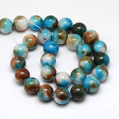 Persian Jade Dyed Deep Sky Blue Round Bead Strands 8mm