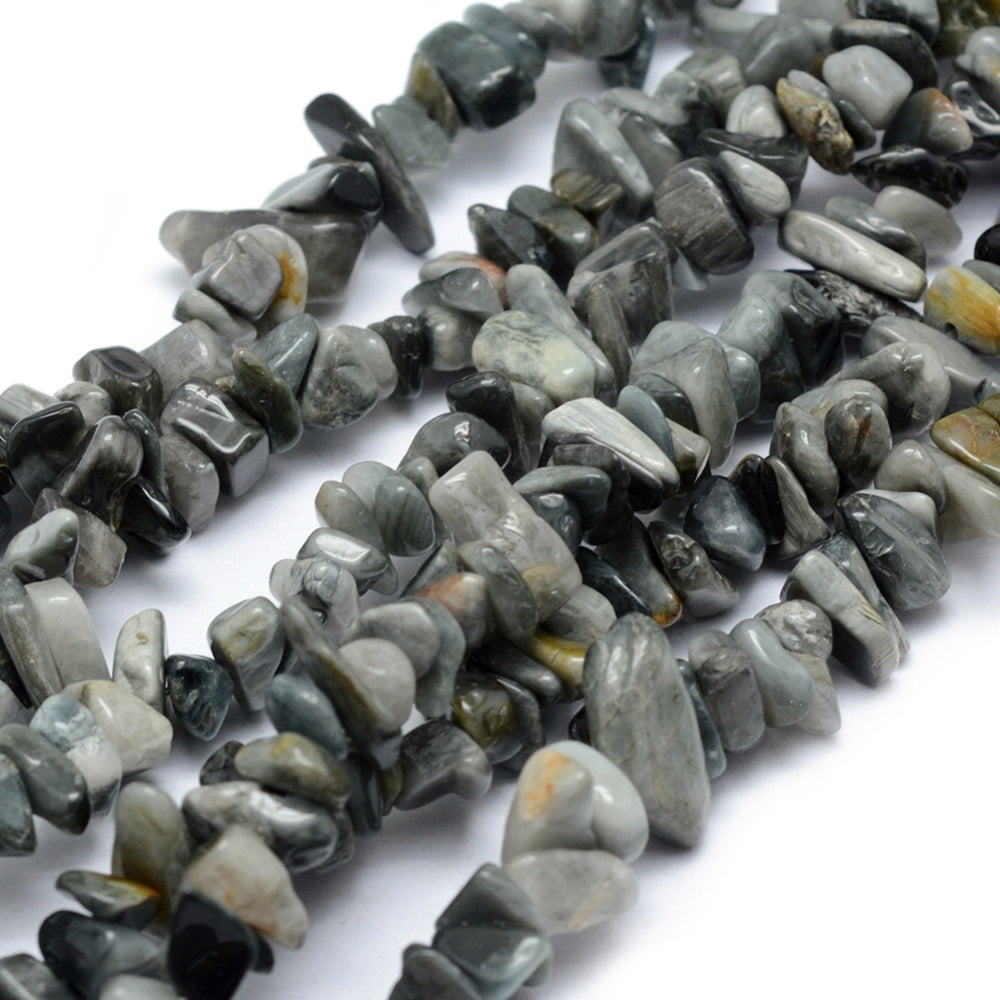 Natural Hawks Eye Chip Bead Strands