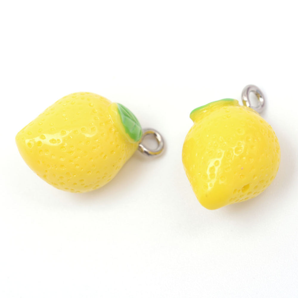 Lemon Resin Pendants 2PK