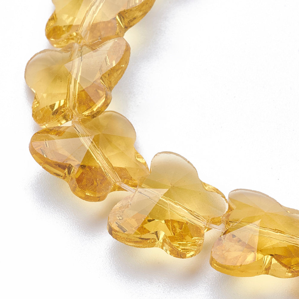 Transparent Glass Beads, Faceted, Butterfly, 12mm Asst Color