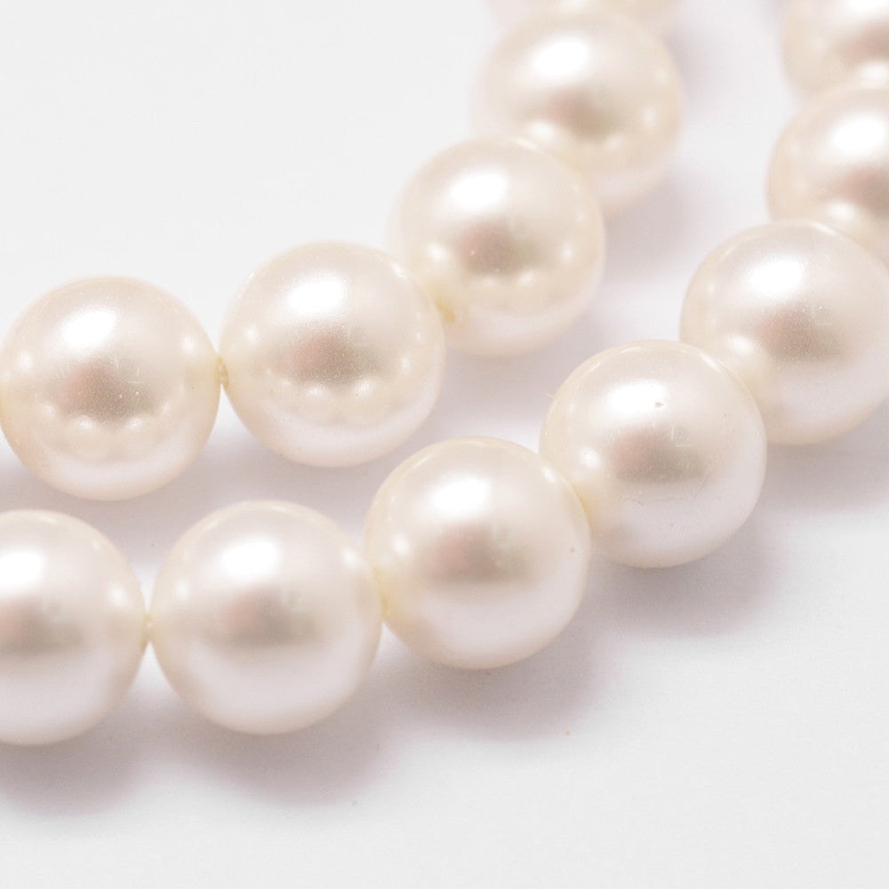 Shell Pearl Bead Strands, Grade A, Round, Floral White 8MM