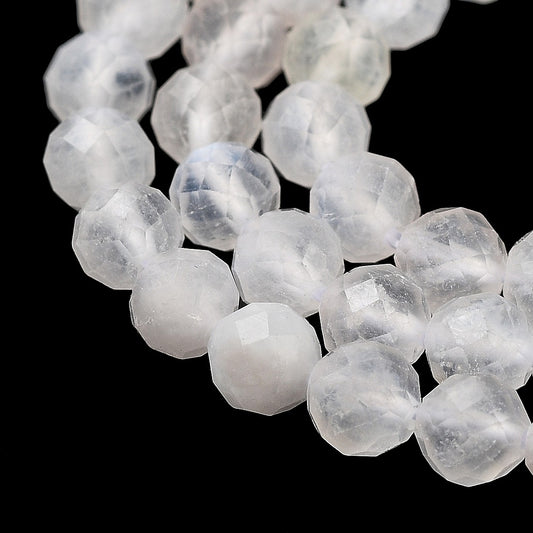 Natural Rainbow Moonstone Beads Strands, Faceted, Round, 4mm