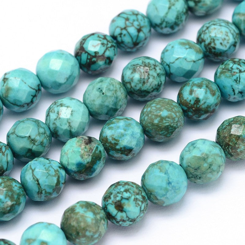 Magnesite Bead Strands Faceted Medium Turquoise 8mm