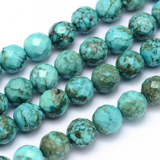Magnesite Bead Strands Faceted Medium Turquoise 8mm