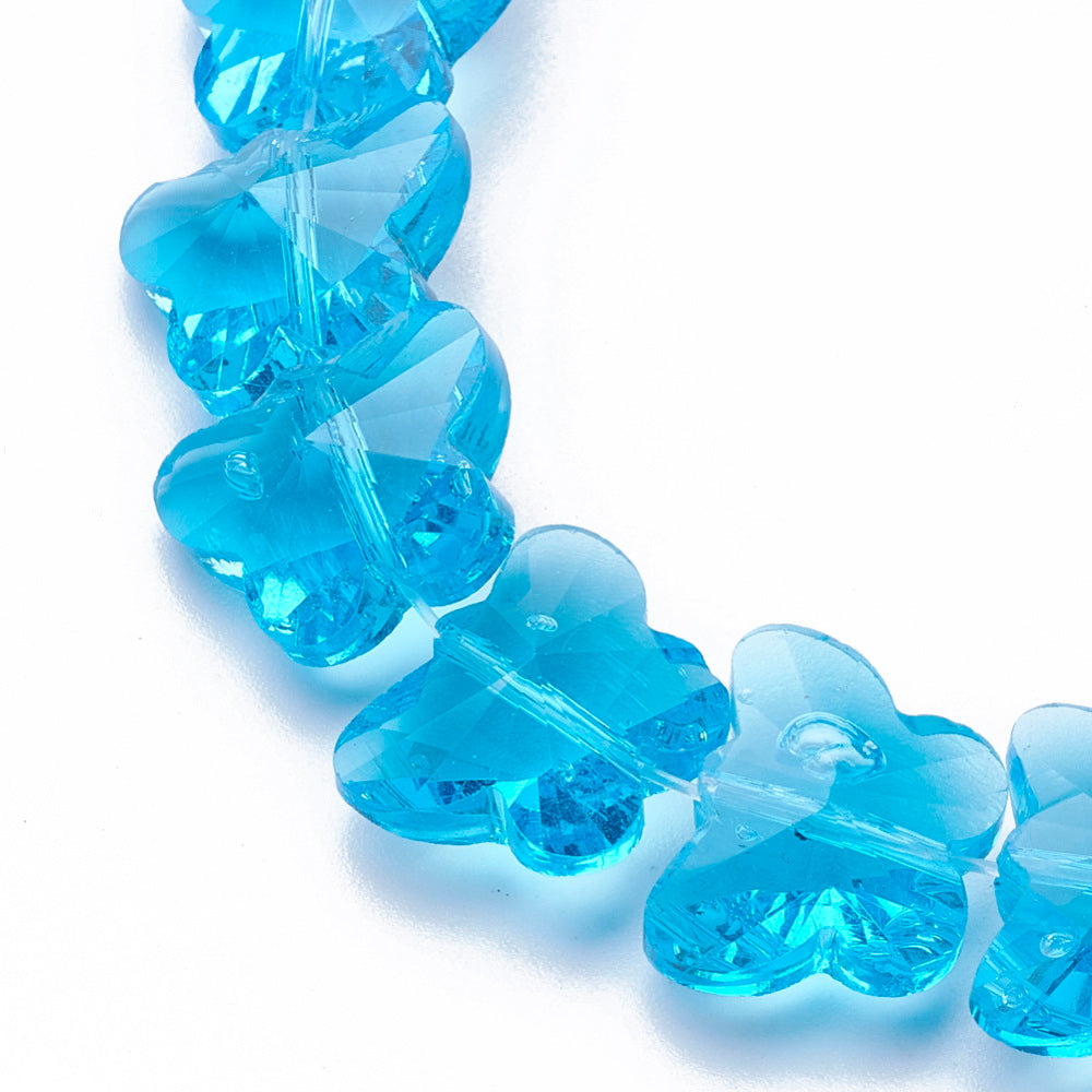Transparent Glass Beads, Faceted, Butterfly, 12mm Asst Color