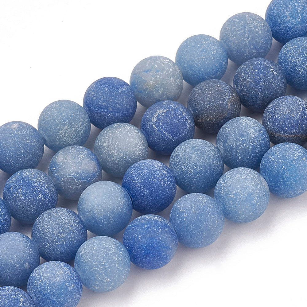 Natural Blue Aventurine Beads Strands, Frosted, Grade A, Round, 4mm