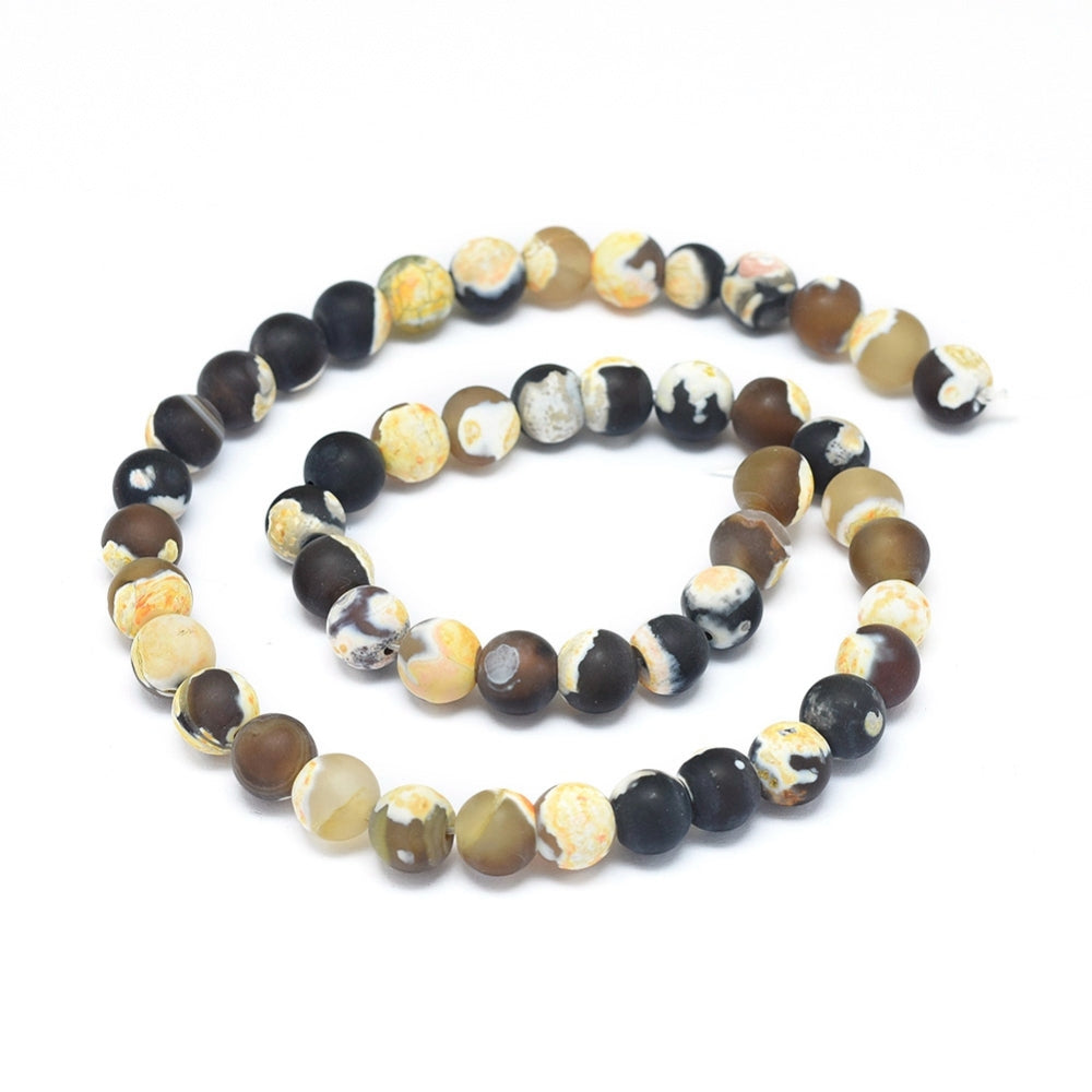 Fire Crackle Agate Frosted Yellow 8mm
