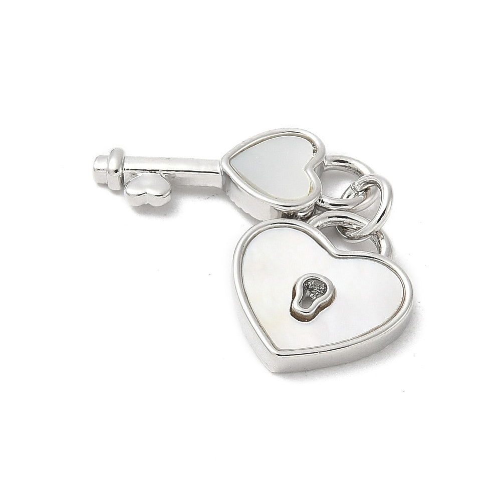 Heart Lock and Key Charms with Jump Rings 18k Gold & Platinum Plated
