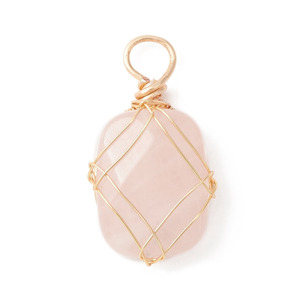 Natural Gemstone Copper Wire Wrapped Pendants 2 Pack