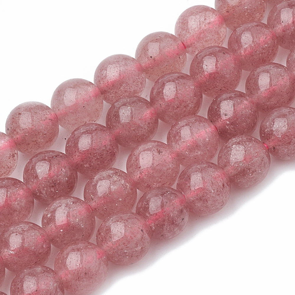 Natural Strawberry Quartz Beads Strands, Round 8mm