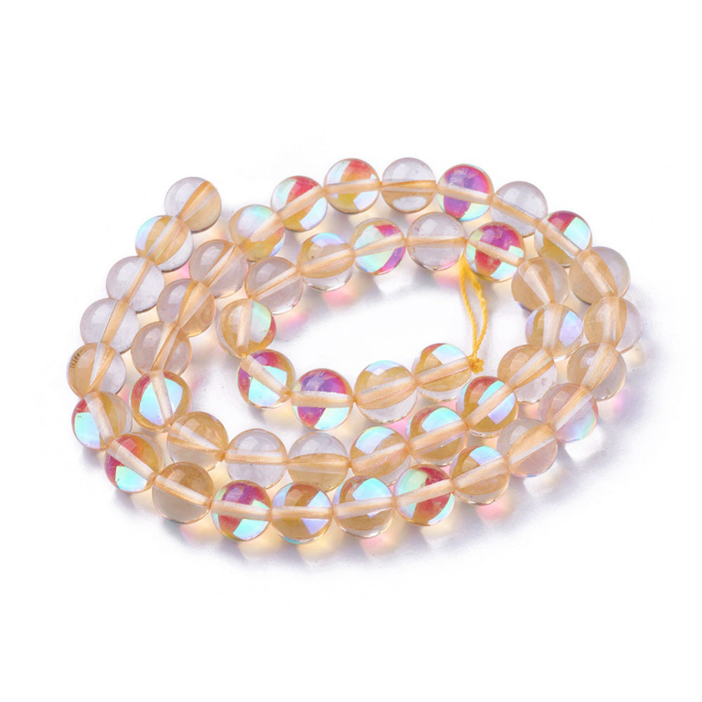 Mermaid Glass Peach 8mm Half Ab Plated