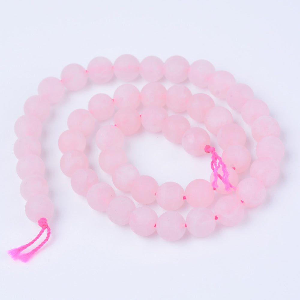 Natural Rose Quartz Beads Strands, Round, Frosted 8mm