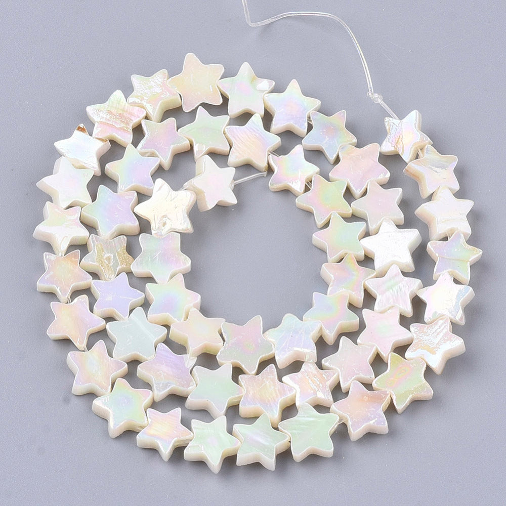 Star Freshwater Shell Bead Strands Electroplated Creamy White