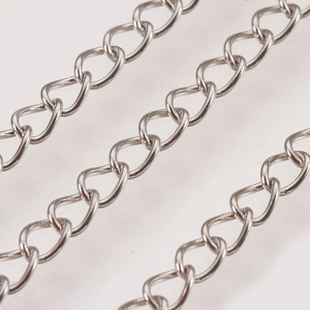 Tarnish Resistant Handmade 304 Stainless Steel Curb Chains, Soldered, with Spool, Stainless Steel Color 1 METER
