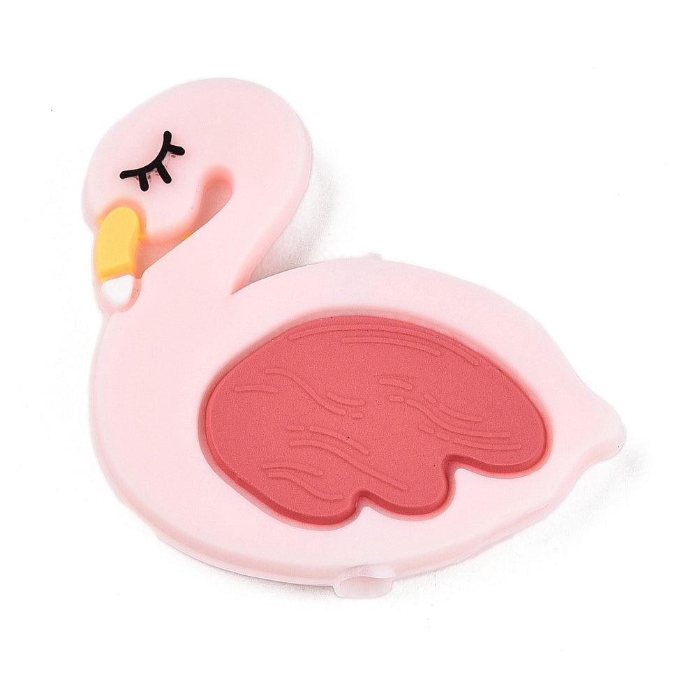 Silicone Focal Beads, Flamingo, Pink