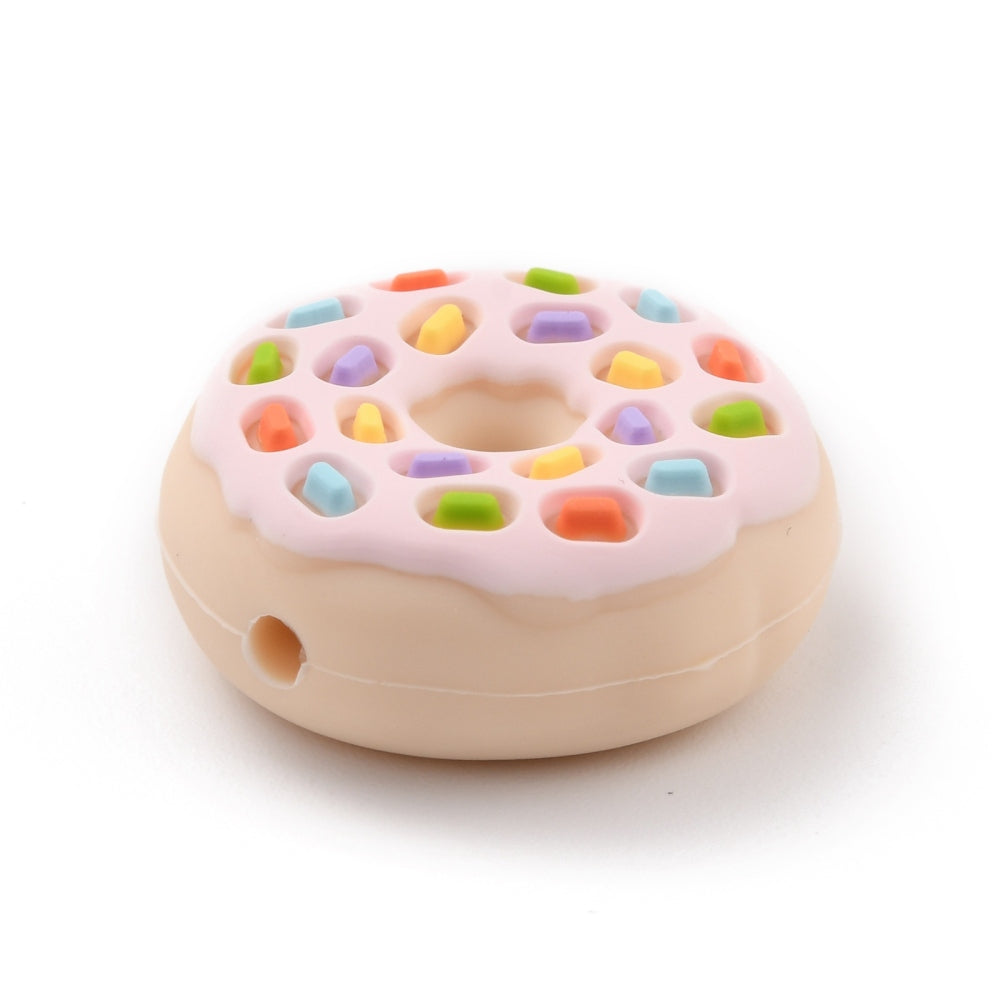 Food Grade Eco-Friendly Silicone Focal Beads, Donut, Colorful