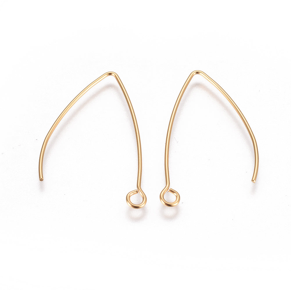 304 Stainless Steel Earring Hooks, with Horizontal Loop, Golden 1 PAIR