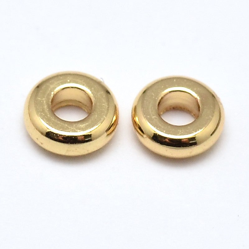 Brass Flat Round Spacer Beads pack of 50 Gold/Silver/Rose Gold Size 4mm