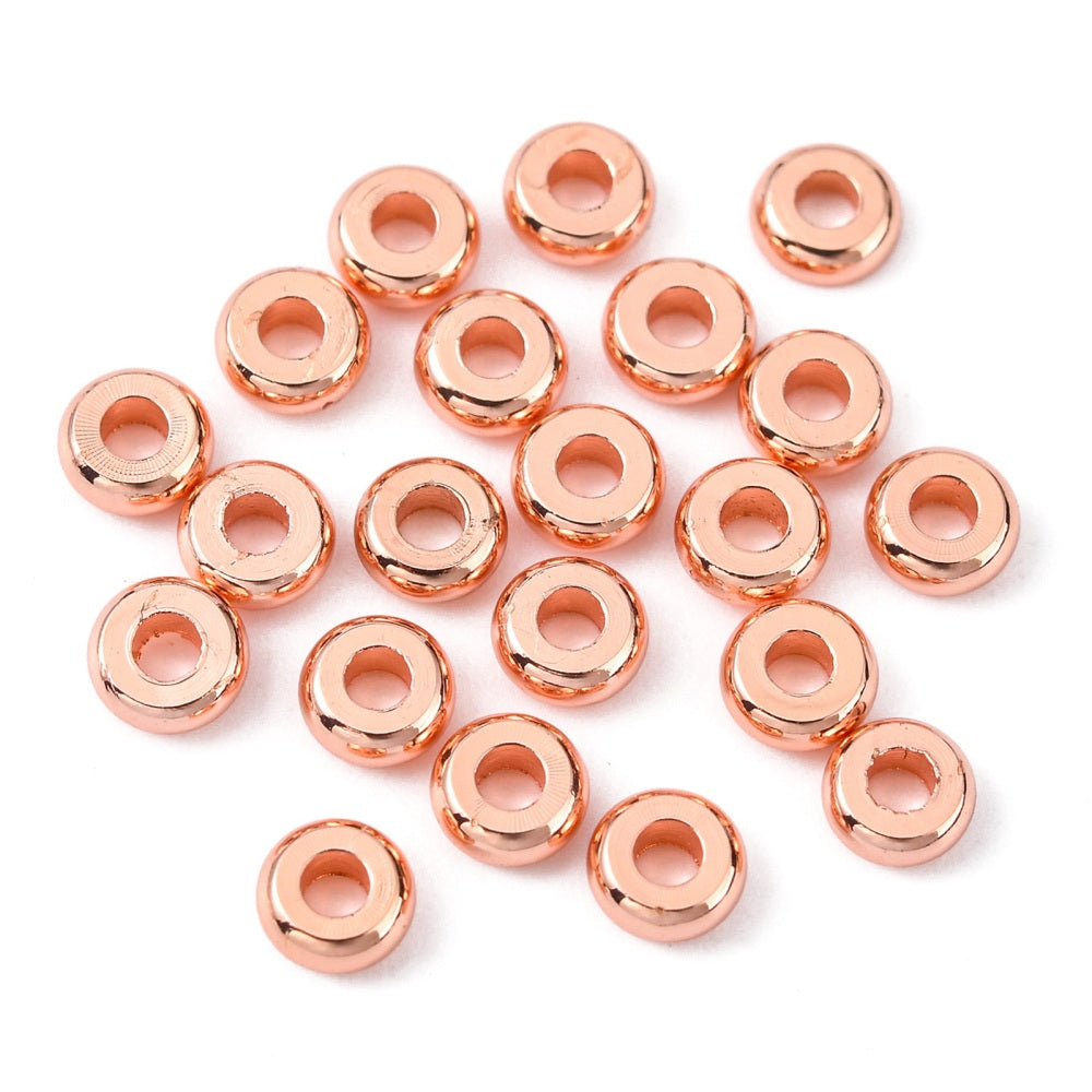 Brass Flat Round Spacer Beads pack of 50 Gold/Silver/Rose Gold Size 4mm
