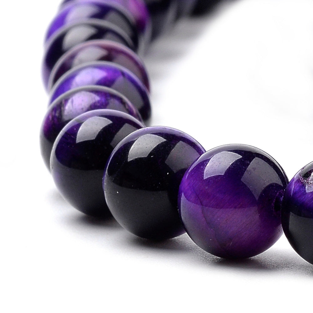 Tiger Eye Beads Strands, Dyed, Round, Indigo 8mm