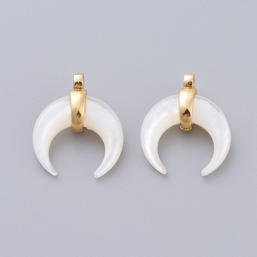 White Shell Mother of Pearl Shell Pendants Crescent Moon