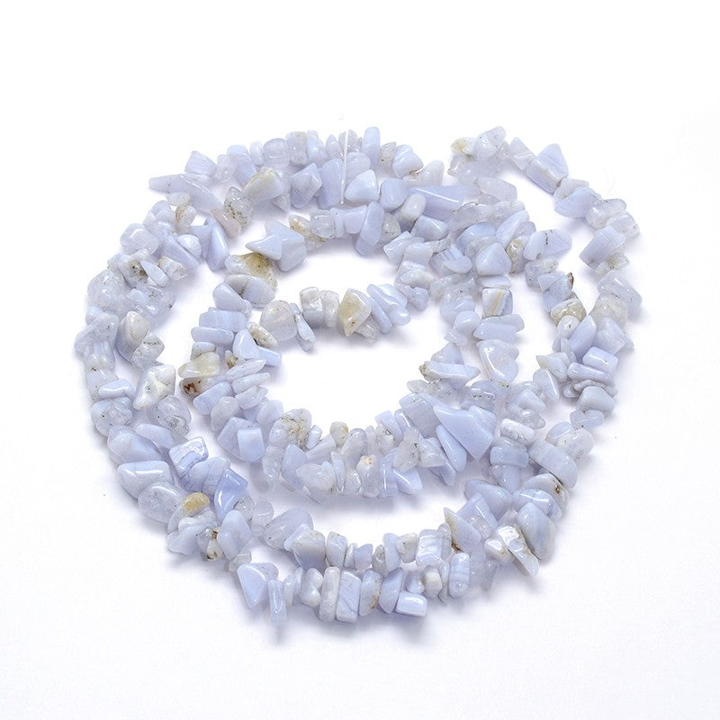 Natural Blue Lace Agate Natural Chip Beads – 32” Strand (Approx. 5–8mm) The Pink Bead Shop