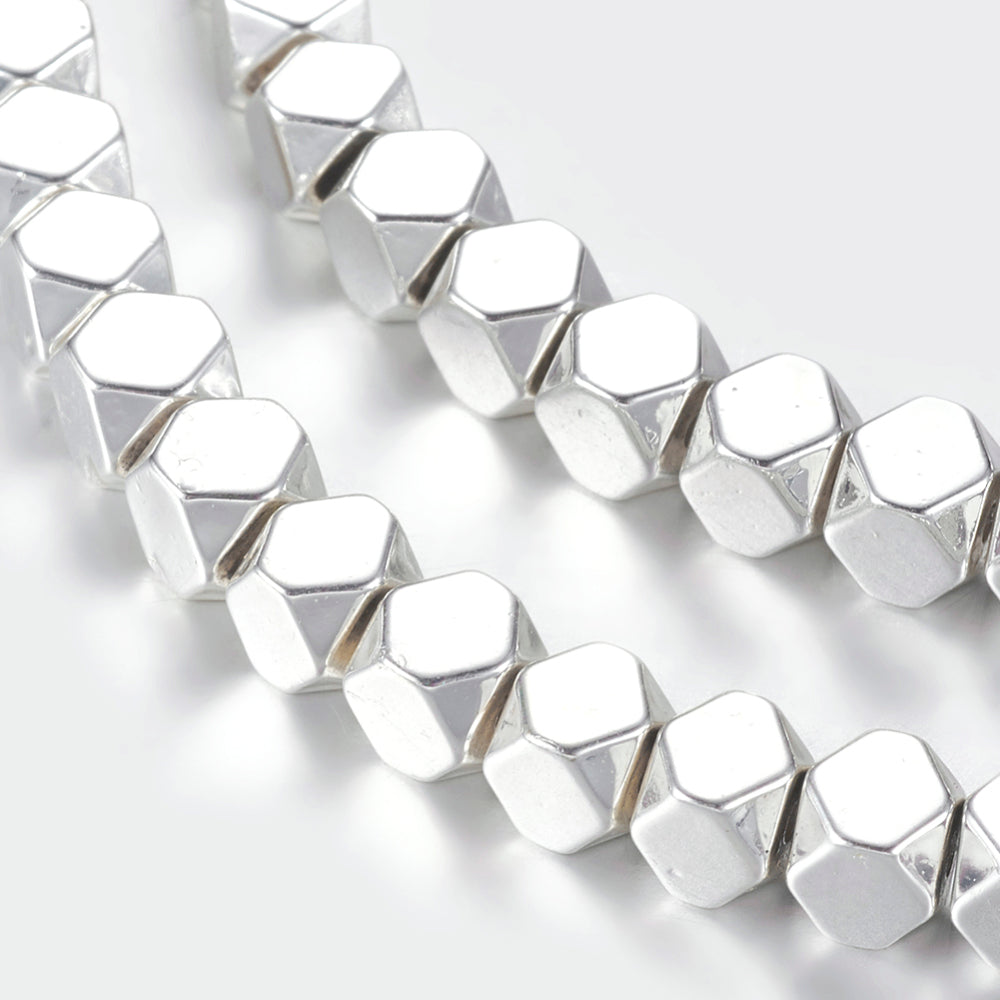 Non-magnetic Hematite Beads Strands, Polygon, Silver Plated Size: about 4mm Rose Gold, Silver, Gold