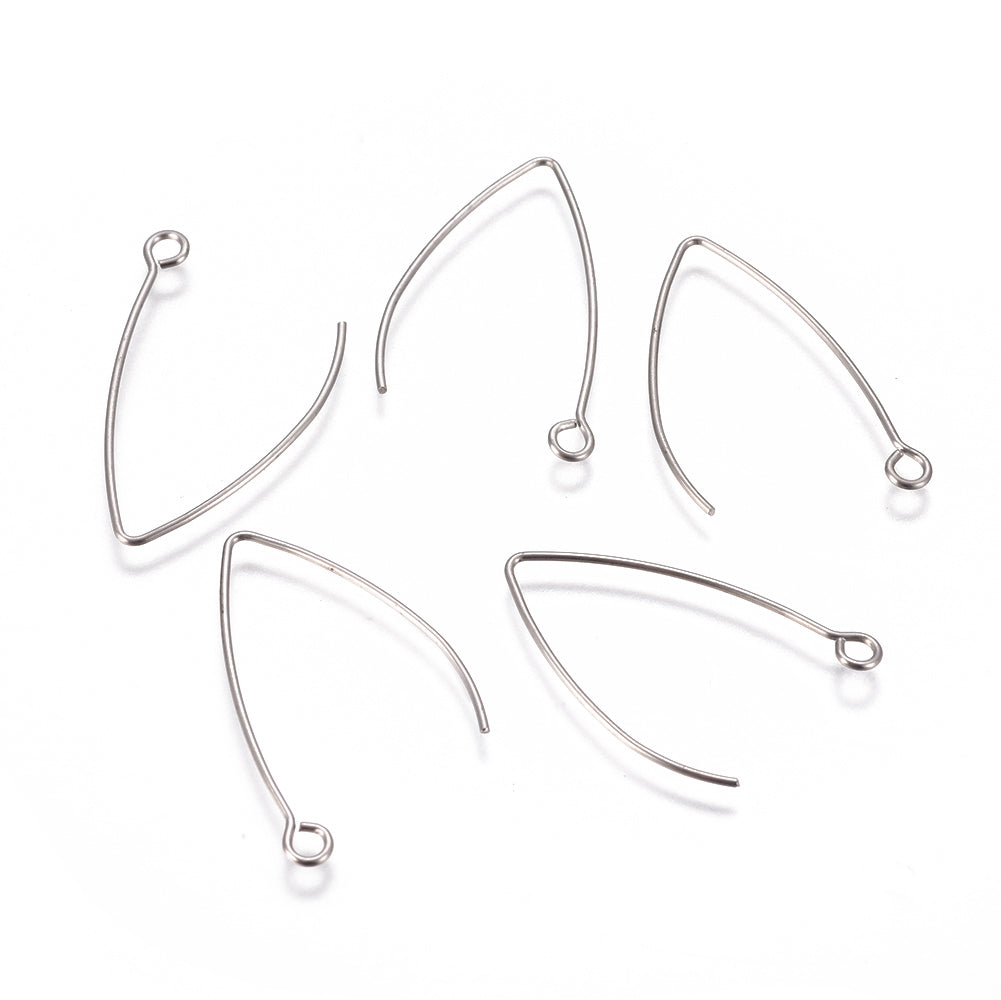 Tarnish Resistant 304 Stainless Steel Earring Hooks, with Horizontal Loop, Stainless Steel Color 1 PAIR
