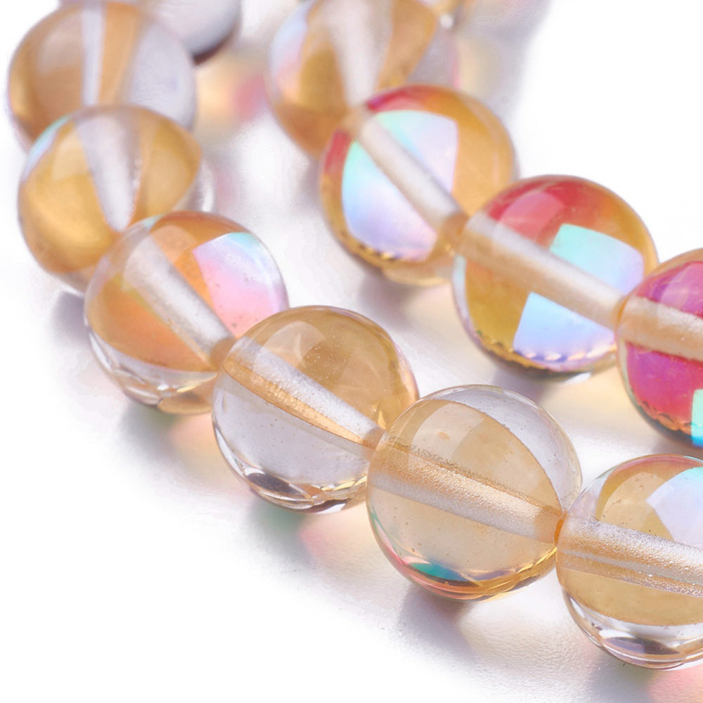 Mermaid Glass Peach 8mm Half Ab Plated
