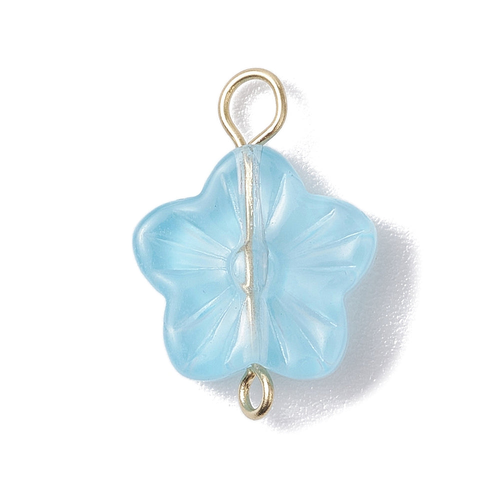 Flower Glass Connector Charms Mixed Color 20 Pack