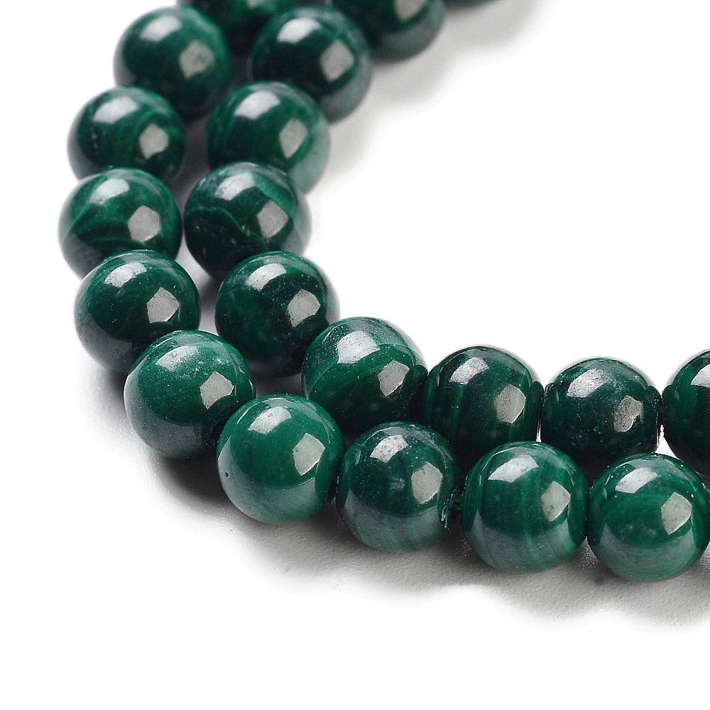 Natural Malachite Beads Strands, Round Asst Sizes