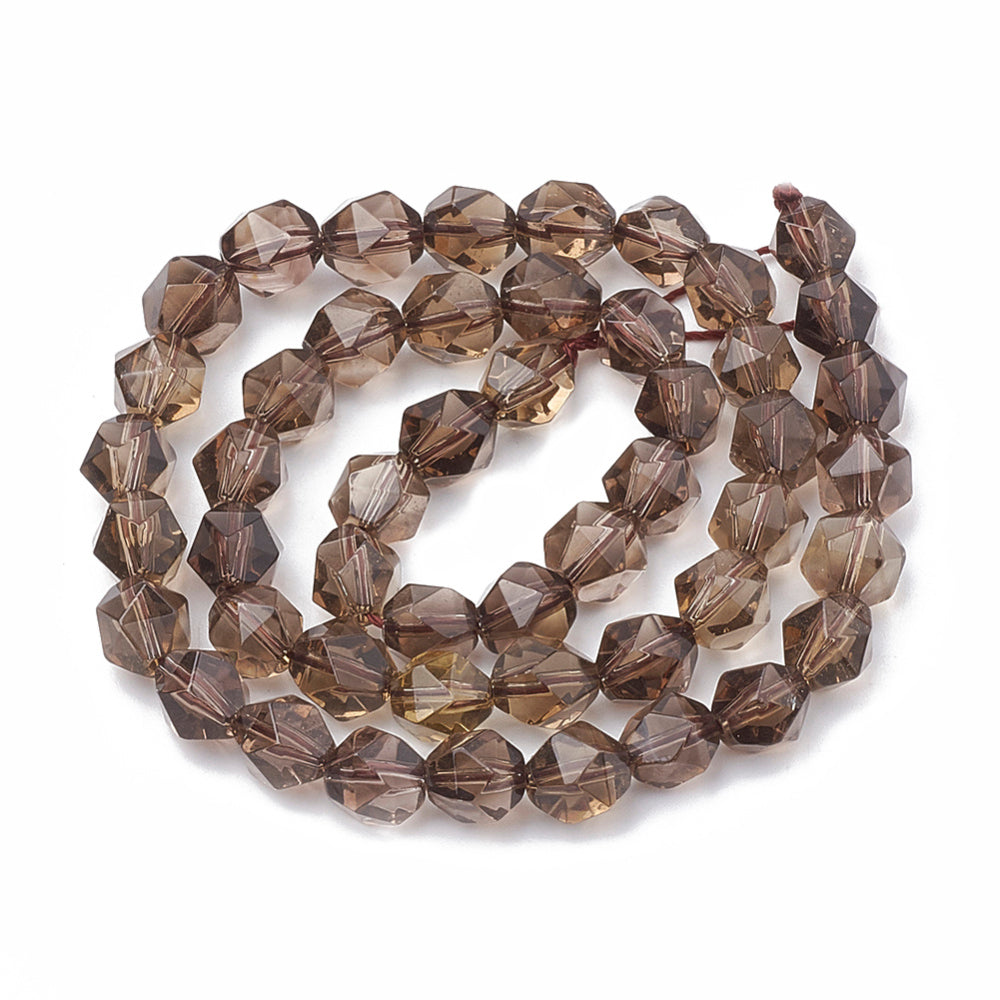 Natural Smoky Quartz Beads Strands – Star Cut, Faceted, Brown, 8–10×7–8mm, Hole: 1mm, Approx. 45–48pcs/Strand, 14.2–14.6” The Pink Bead Shop