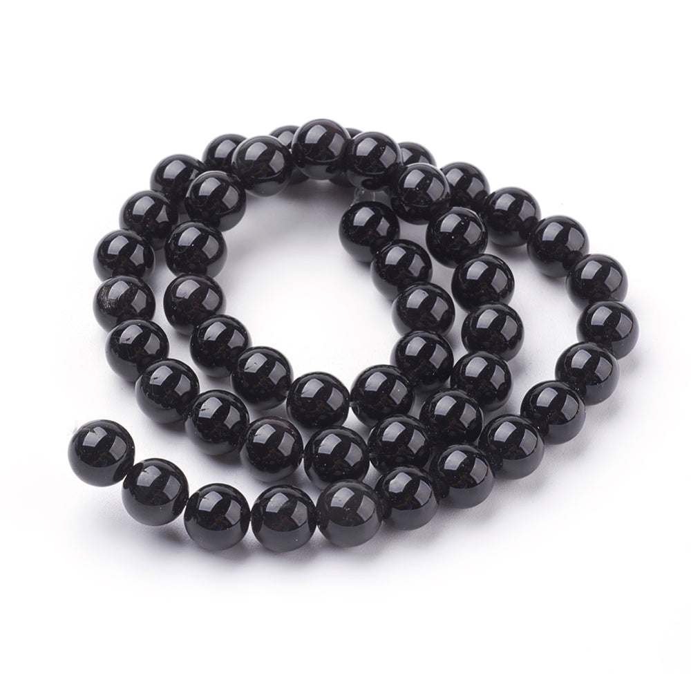 Obsidian Bead Strands Grade AA Black 8mm