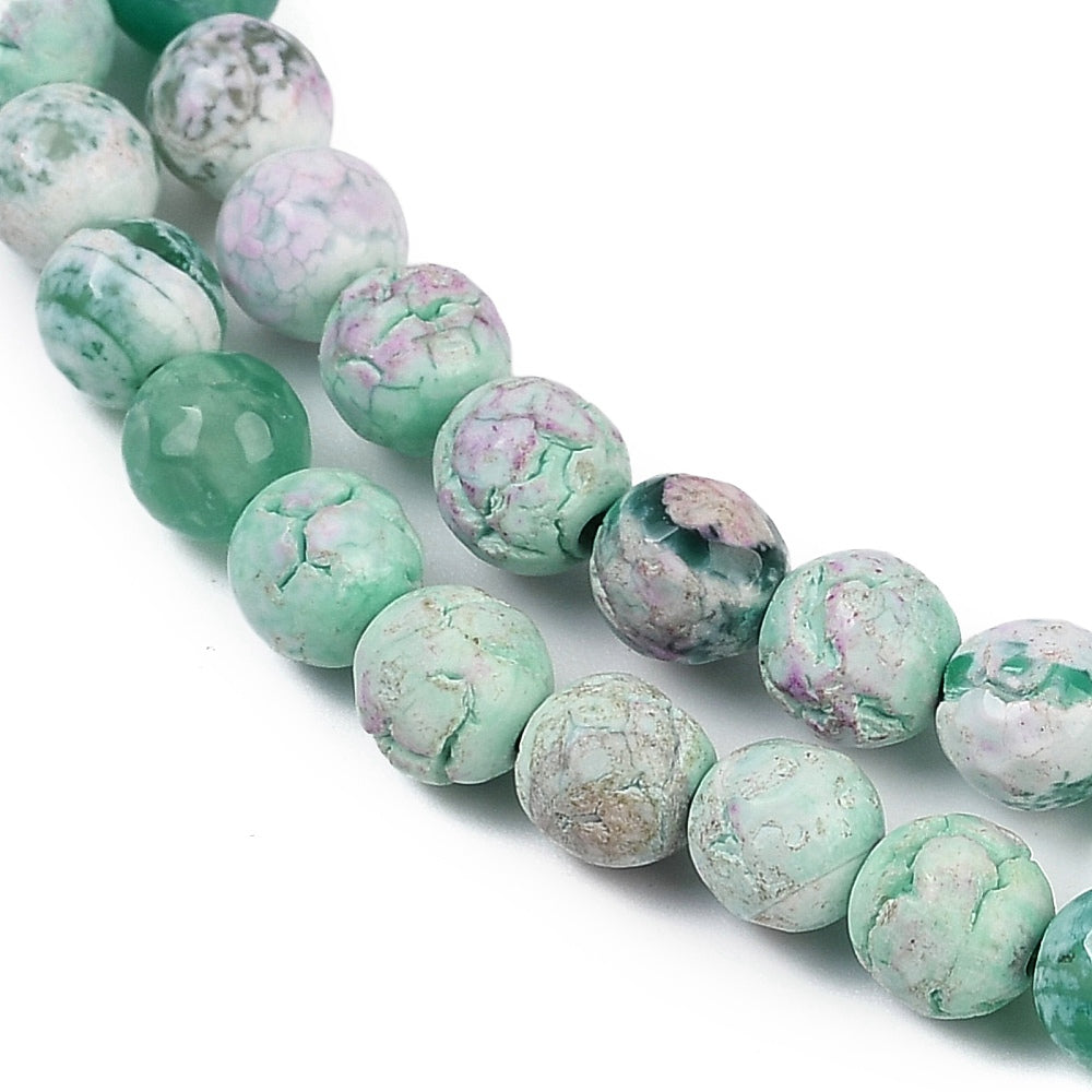 Fire Crackle Agate Beads Dyed & Heated Faceted Round 5.5~6mm (66pcs/Strand) The Pink Bead Shop