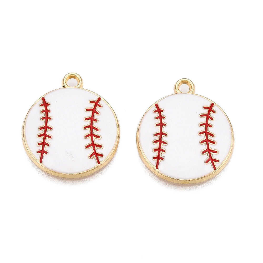 Baseball Alloy Enamel Pendants 5pk