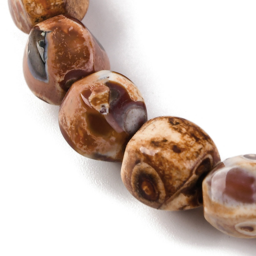 Natural Fire Crackle Agate Beads Fig Shape 8x7.5–8mm (46pcs/Strand) The Pink Bead Shop