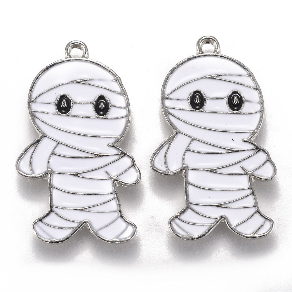 White Mummy Enamel Pendants 2 Pack The Pink Bead Shop