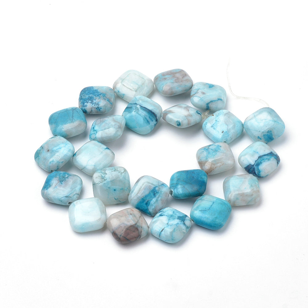 Crazy Lace Agate Dyed Rhombus Deep Sky Blue Bead Strands