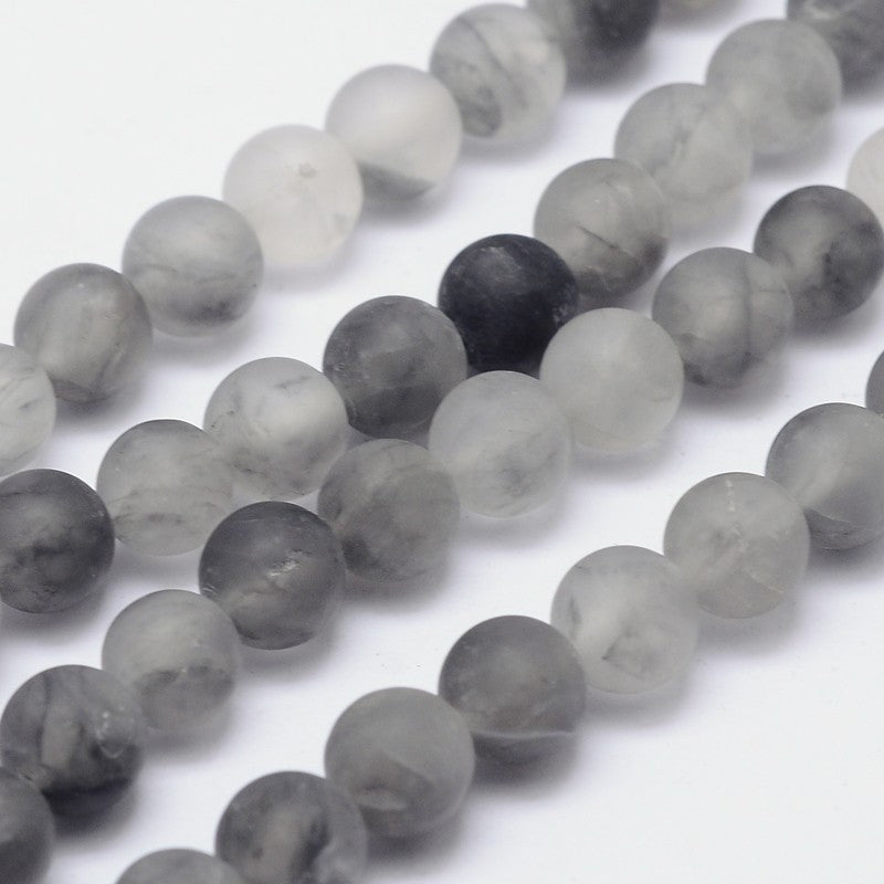 Frosted Natural Cloudy Quartz Round Beads Strands Asst Sizes
