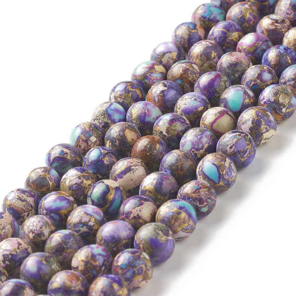 Imperial Jasper Beads – Purple Dyed, 8–8.5mm Round The Pink Bead Shop