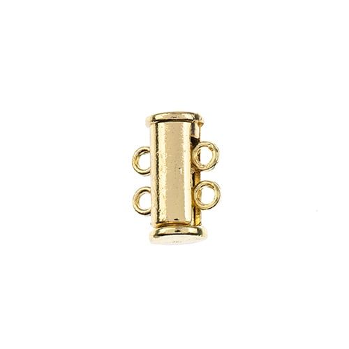 Gold Tube Slide Clasp with 2-Strands 2pc | The Pink Bead Shop Canada