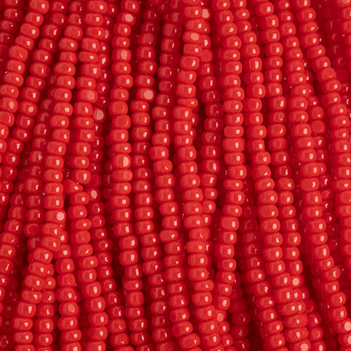 Czech Seed Beads 11/0 Cut Opaque Medium Red Strung