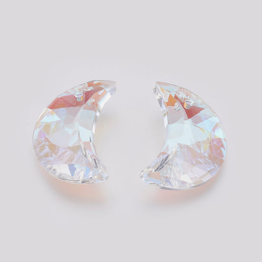 K9 Glass Rhinestone Pendants, Faceted, Moon 2 Pack asst colors